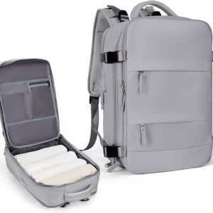 Travel Backpack For Women Men,Carry On Backpack,Hiking Backpack Waterproof Outdoor Sports Rucksack Casual Daypack Travel Essentials(Grey)