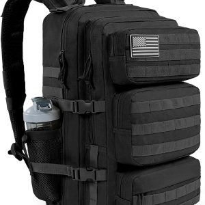 50L Military Tactical Backpack Large Day Backpack for Men  Army 3 Days Assault Pack Bug Out Bag Water Resistant and Heavy Duty Hiking Treeking Rucksack - Black