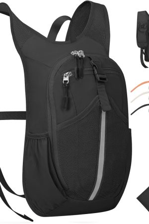 Small Hiking Backpack 10L - Lightweight Packable Foldable Backpack for Travel Camping Outdoor Commute, Compact Rucksack for Women Men(Black)