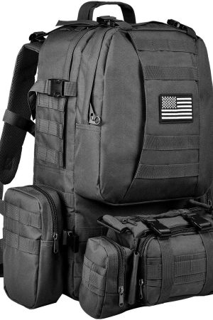 Tactical Backpack Military Army Rucksack 60L Large Assault Pack Detachable  Bag