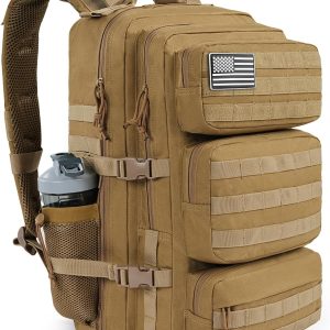 Military Tactical Backpack 50L Large Day Backpack for Men  Army 3 Days Assault Pack Bug Out Bag Water Resistant and Heavy Duty Hiking Treeking Rucksack - Brown