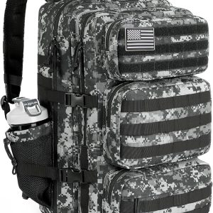 Military Tactical Backpack 50L Large Day Backpack for Men  Army 3 Days Assault Pack Bug Out Bag Water Resistant and Heavy Duty Hiking Treeking Rucksack - Black Digital Camo