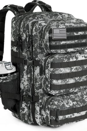 Military Tactical Backpack 50L Large Day Backpack for Men  Army 3 Days Assault Pack Bug Out Bag Water Resistant and Heavy Duty Hiking Treeking Rucksack - Black Digital Camo