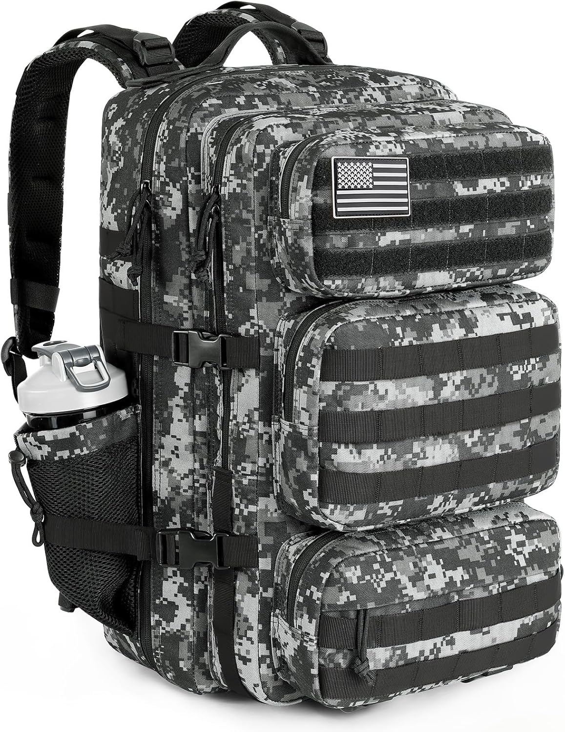 Military Tactical Backpack 50L Large Day Backpack for Men Army 3 Days Assault Pack Bug Out Bag Water Resistant and Heavy Duty Hiking Treeking Rucksack - Black Digital Camo