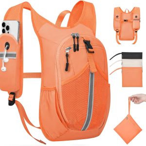 Small Hiking Backpack 10L - Lightweight Packable Foldable Backpack for Travel Camping Outdoor Commute, Compact Rucksack for Women Men(Orange)