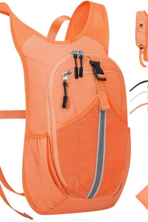 Small Hiking Backpack 10L - Lightweight Packable Foldable Backpack for Travel Camping Outdoor Commute, Compact Rucksack for Women Men(Orange)