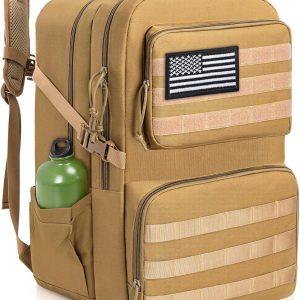 45L Tactical Backpack for Men, Water-resistant Military  Assault Backpack Bag for Hunting Camping Travel (Khaki)