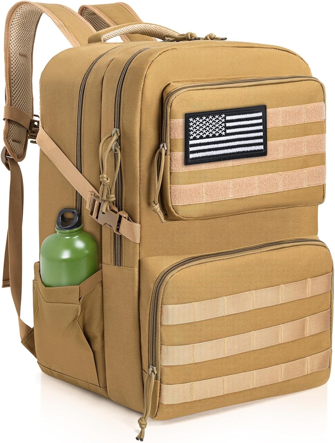 45L Tactical Backpack for Men, Water-resistant Military Assault Backpack Bag for Hunting Camping Travel (Khaki)