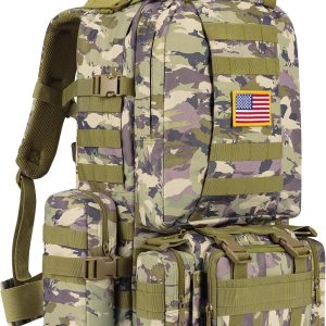 Tactical Backpack Military Army Rucksack 60L Large Assault Pack Detachable  Bag,