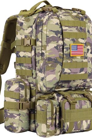 Tactical Backpack Military Army Rucksack 60L Large Assault Pack Detachable  Bag,
