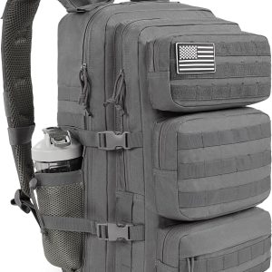 Military Tactical Backpack 50L Large Day Backpack for Men  Army 3 Days Assault Pack Bug Out Bag Water Resistant and Heavy Duty Hiking Treeking Rucksack - Grey