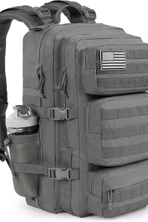 Military Tactical Backpack 50L Large Day Backpack for Men  Army 3 Days Assault Pack Bug Out Bag Water Resistant and Heavy Duty Hiking Treeking Rucksack - Grey